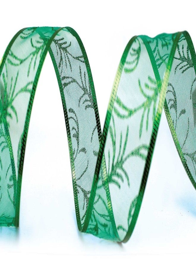 OLYPHAN Christmas Ribbon for Gift Wrapping Ribbons Wired 1.5 Inch Set of Ribbon Wire Red Green Silver Sheer Organza Glitter Gift Wrap Xmas Tree Decoration Holiday Craft (red Green Silver, 1.5 Inch Wide) - Image 4